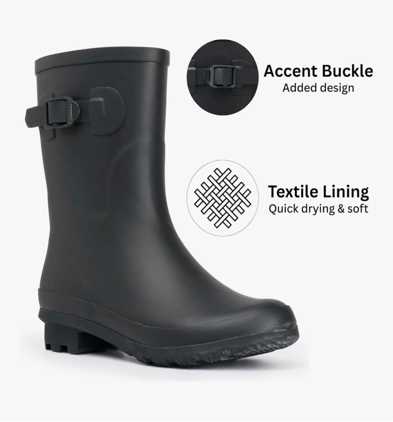 Alpine Swiss Black Rain Boots Size 9 - photo 3