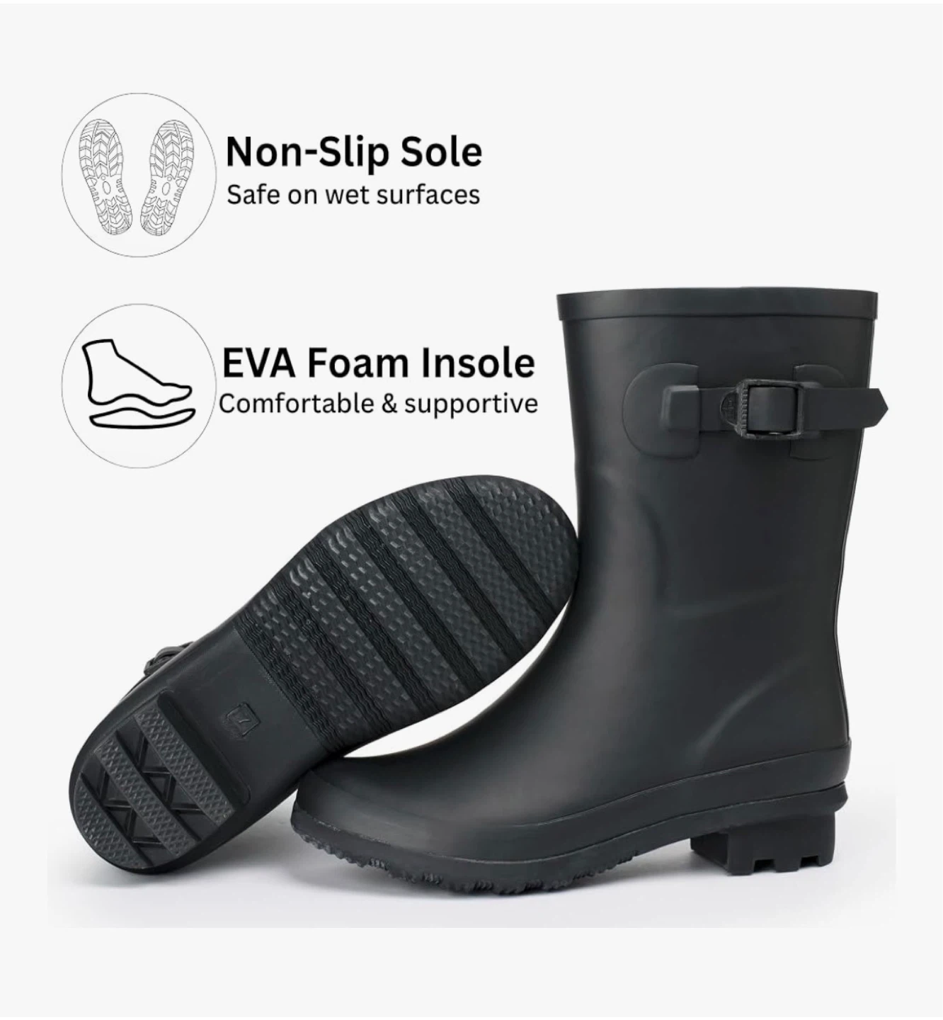 Alpine Swiss Black Rain Boots Size 9 - photo 2