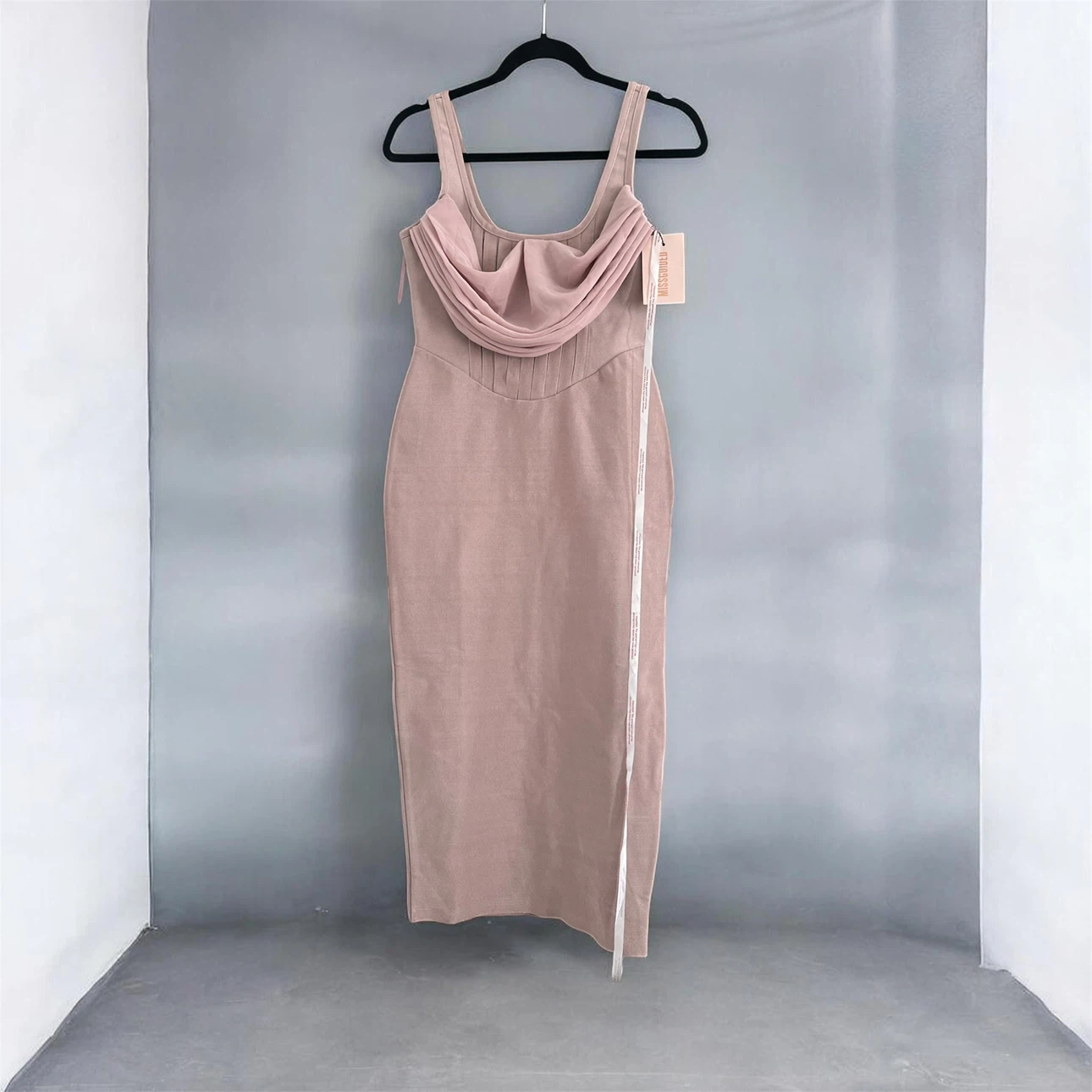Missguided pink ruched midi dress - UK 10