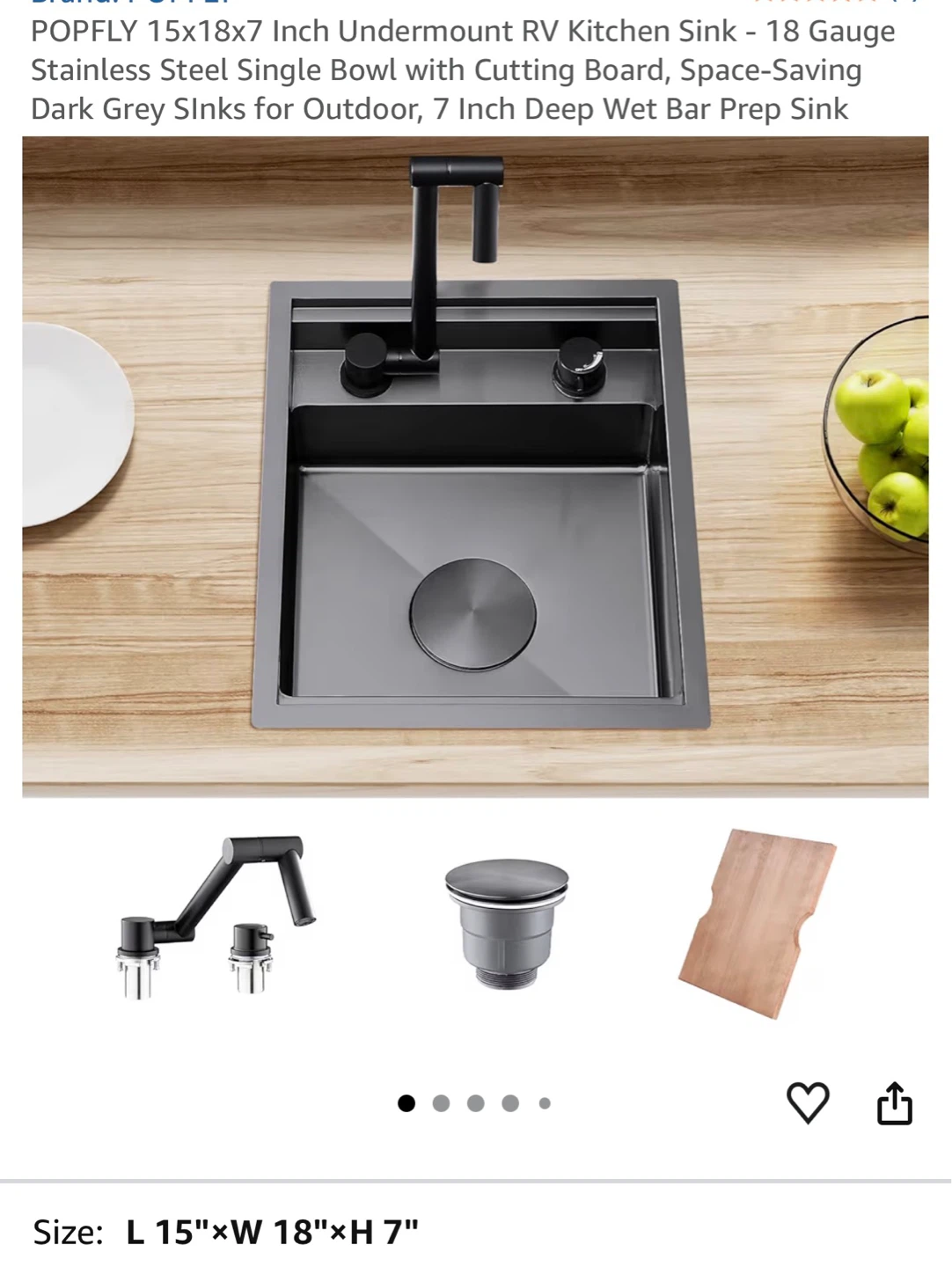 POPFLY Undermount RV Kitchen Sink