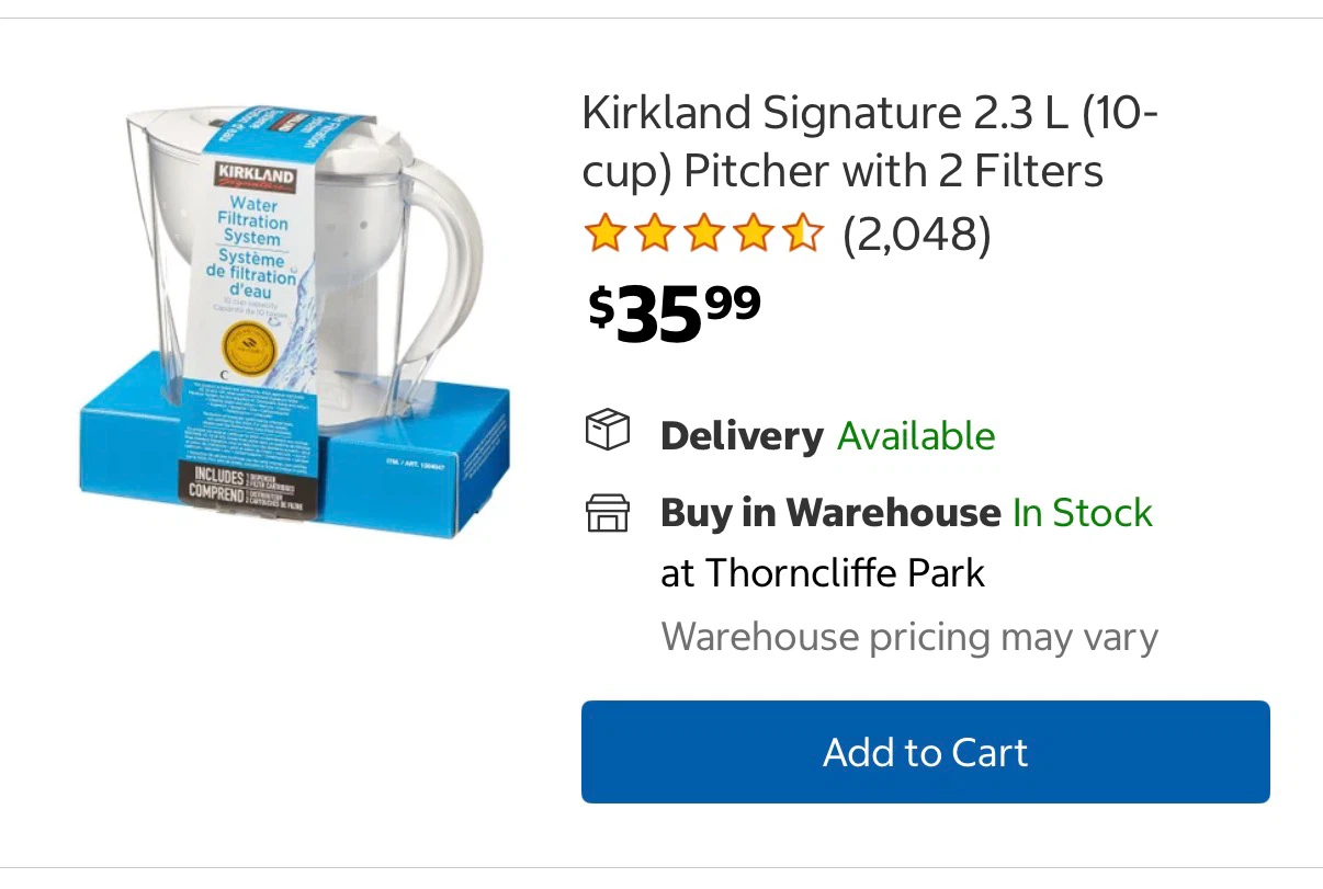 Until June 30: Kirkland Signature Water Filtration Pitcher - photo 2