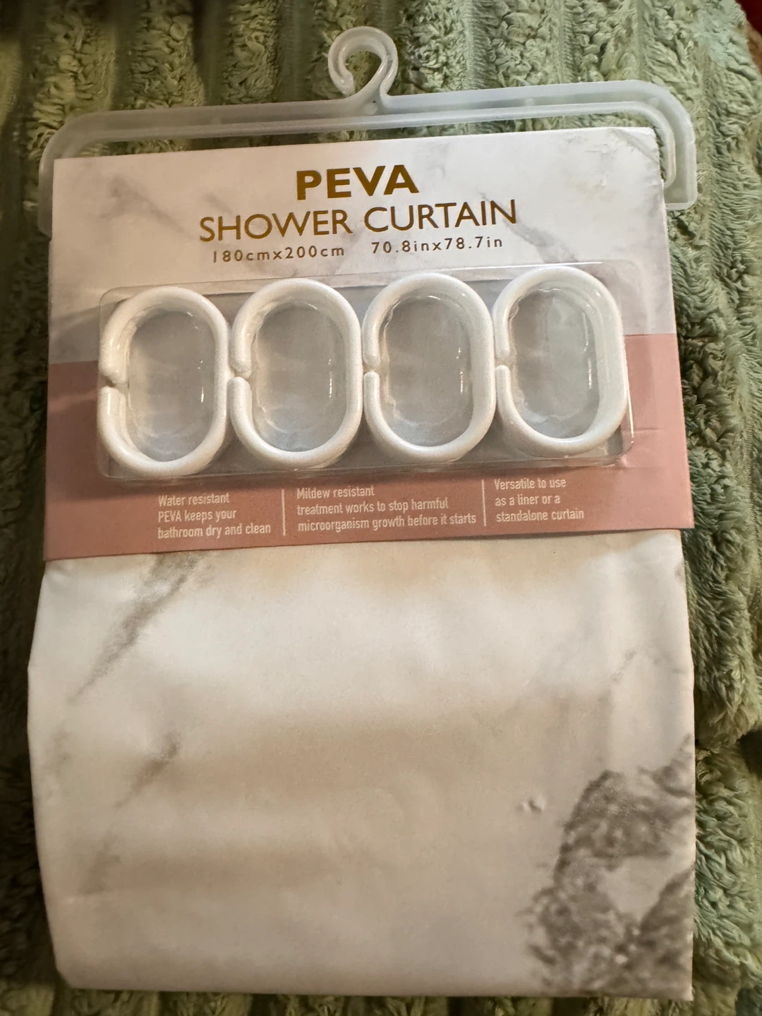 PEVA Shower Curtain with Hooks