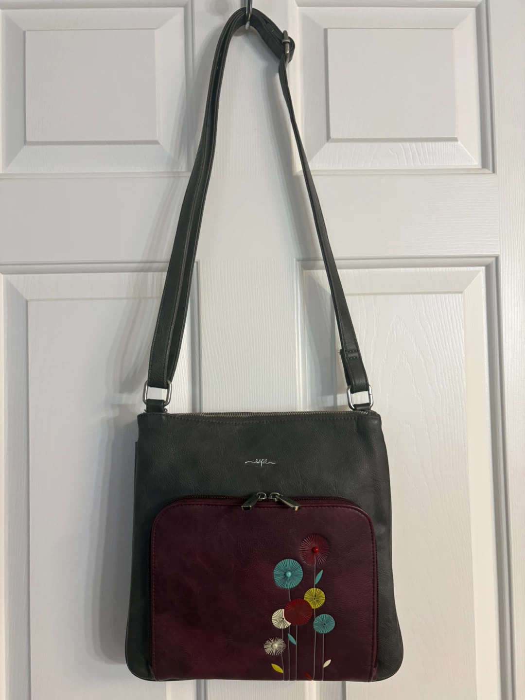 Espe Grey Crossbody Bag with Floral Accent - photo 2