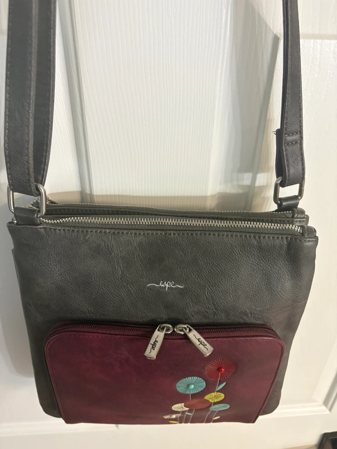 Espe Grey Crossbody Bag with Floral Accent - photo 5