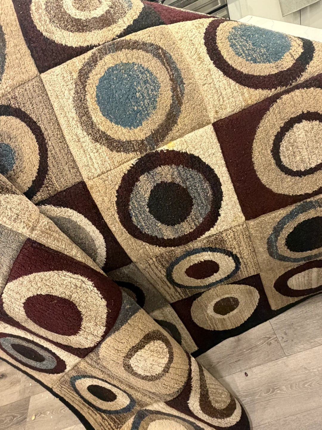Area Rug with Geometric Circles Pattern 5 by 7