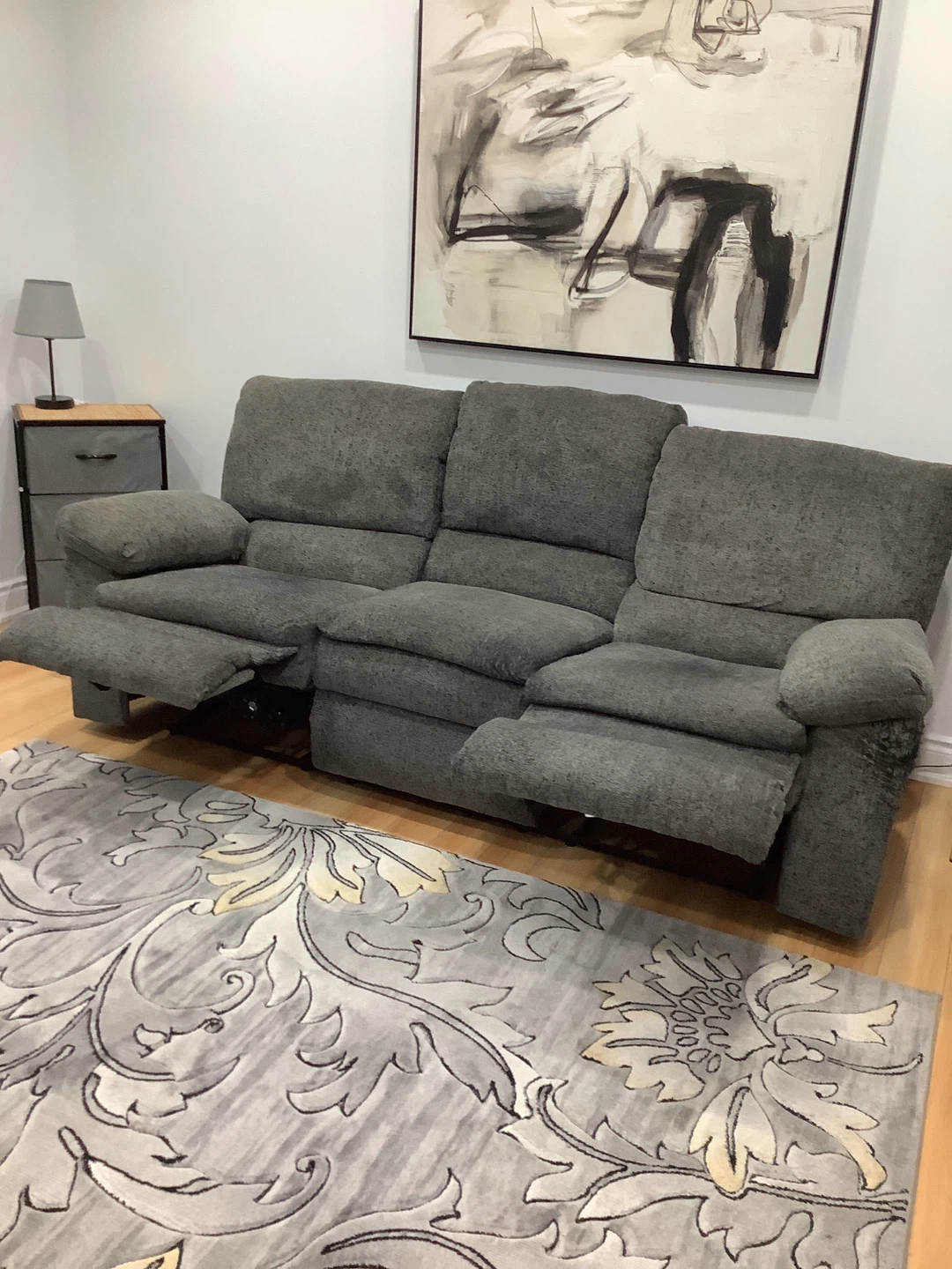 Grey Reclining Sofa Couch - photo 2