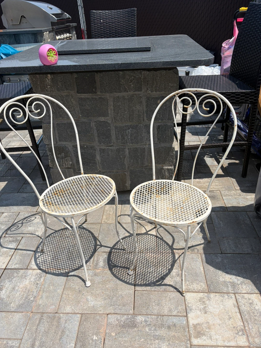 White Metal Outdoor Bistro Chairs (Set of 2)