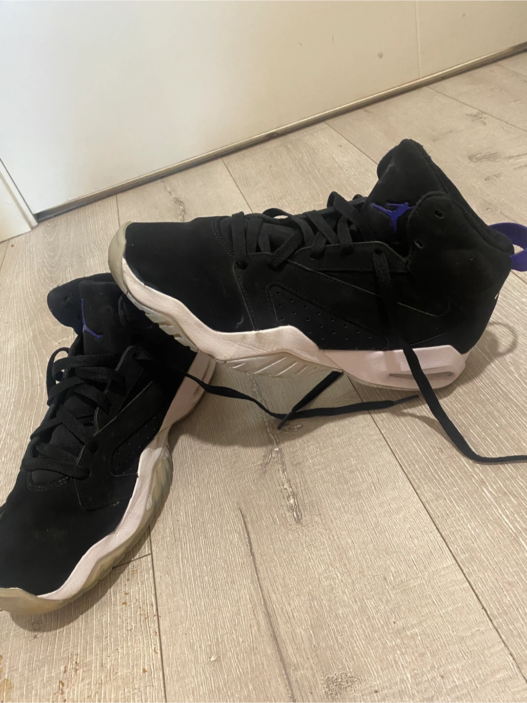 Jordan Black and Purple High Top Sneakers - photo 2