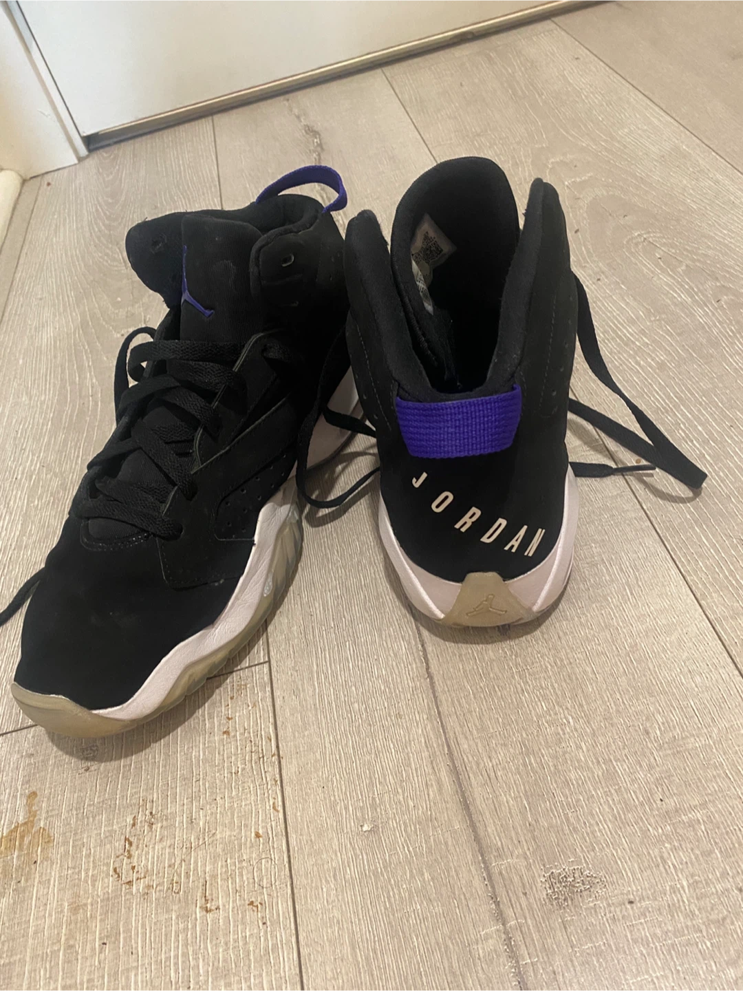 Jordan Black and Purple High Top Sneakers - photo 3