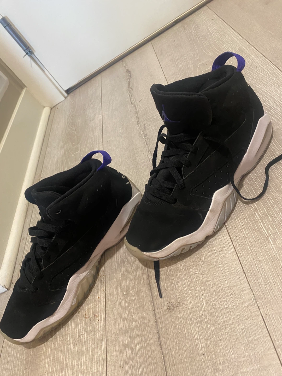 Jordan Black and Purple High Top Sneakers - photo 4