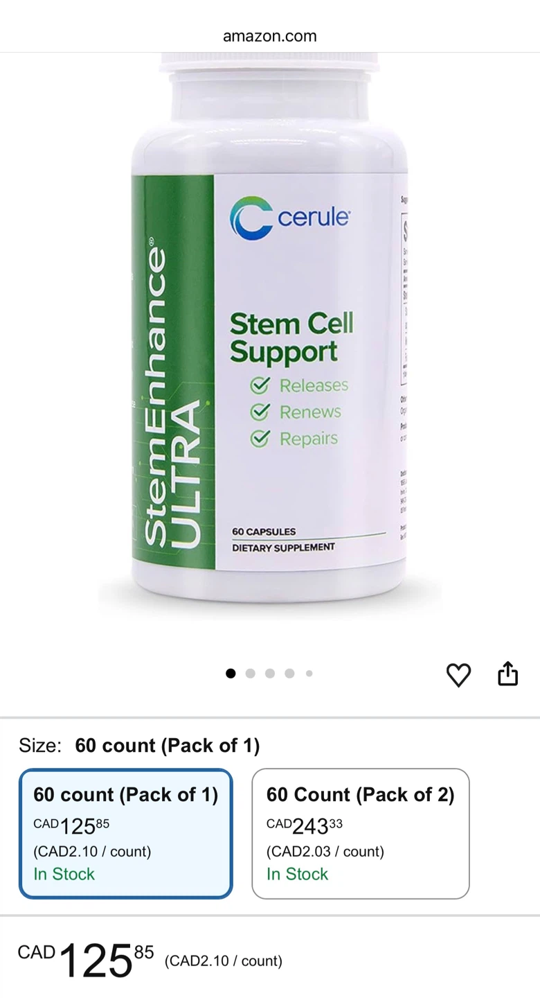 Cerule StemEnhance ULTRA Stem Cell Support 60 Capsules