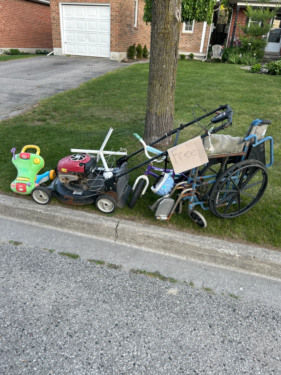 Free Wheelchair, Lawn Mower, and Kids Toy