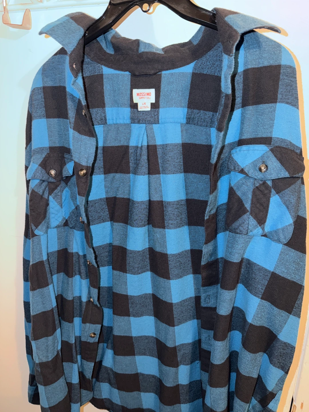 Mossimo Supply Co. Blue and Black Plaid Flannel Shirt