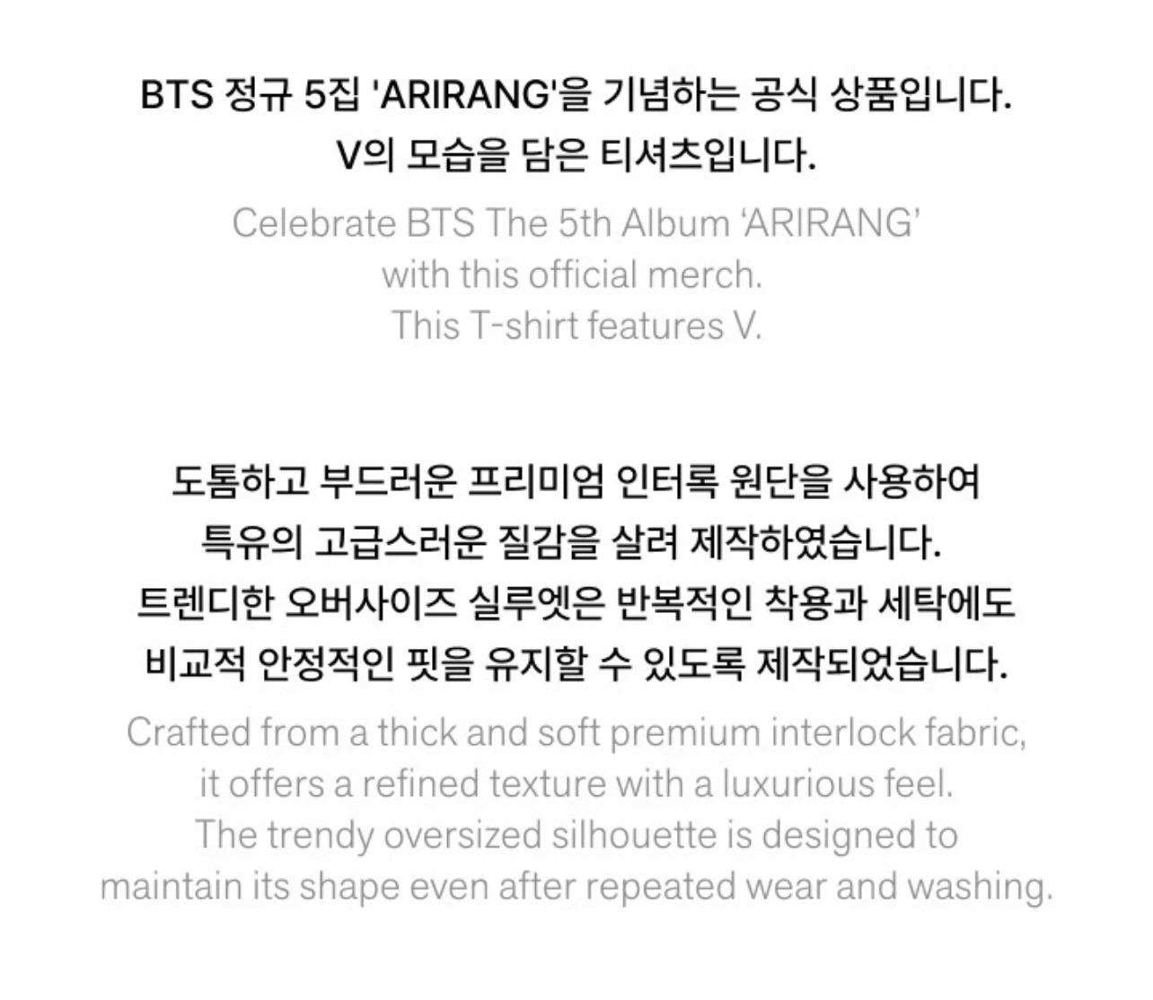 official BTS V Arirang V face T-Shirt - photo 4