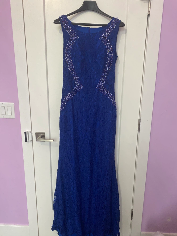 Blue Lace Beaded Gown