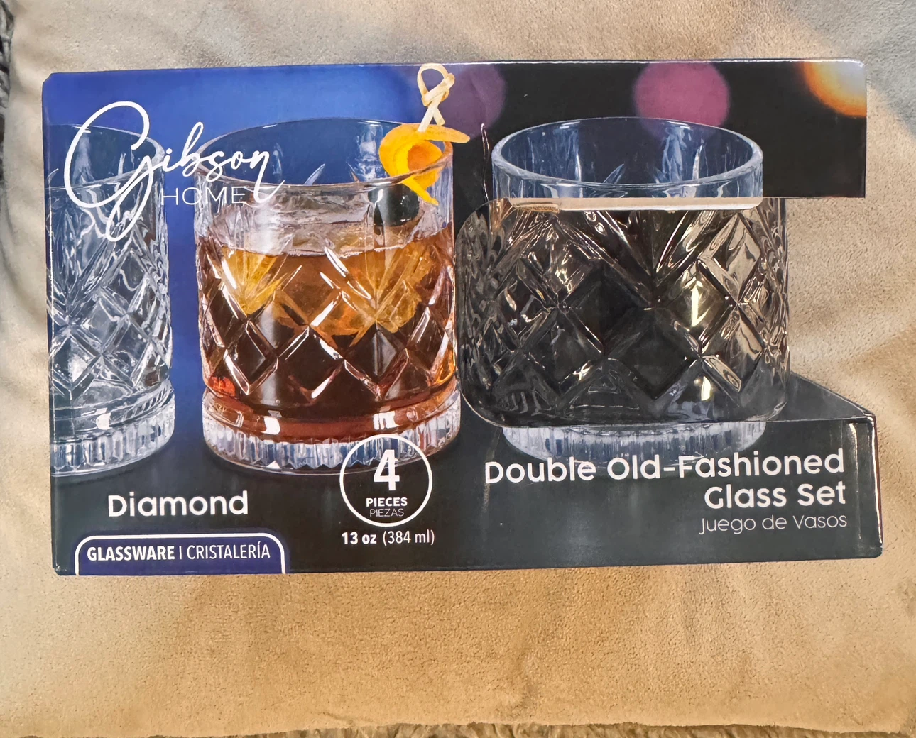 Gibson Home Diamond Double Old-Fashioned Glasses Set