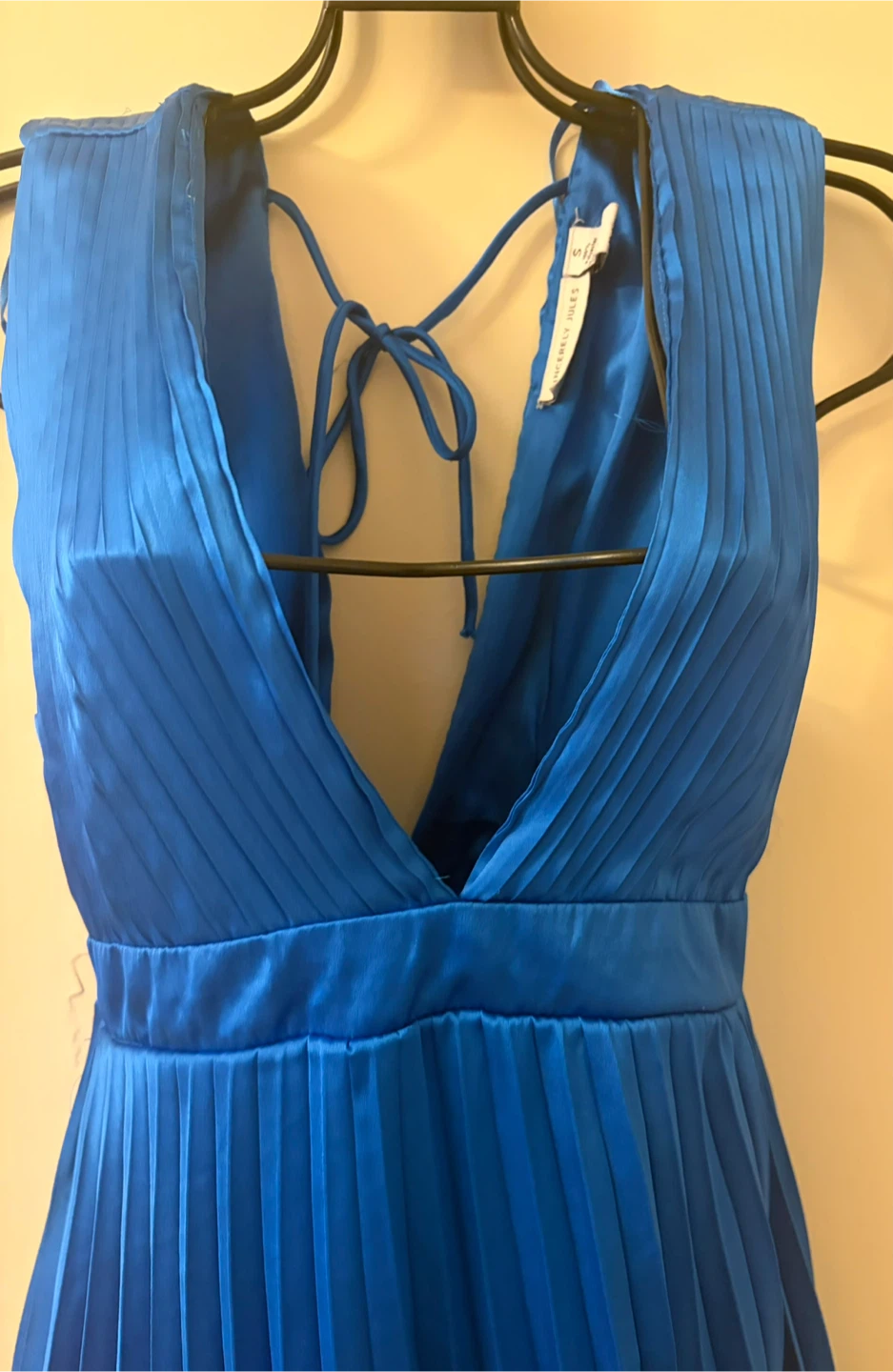Blue Pleated knee length  Dress - photo 3