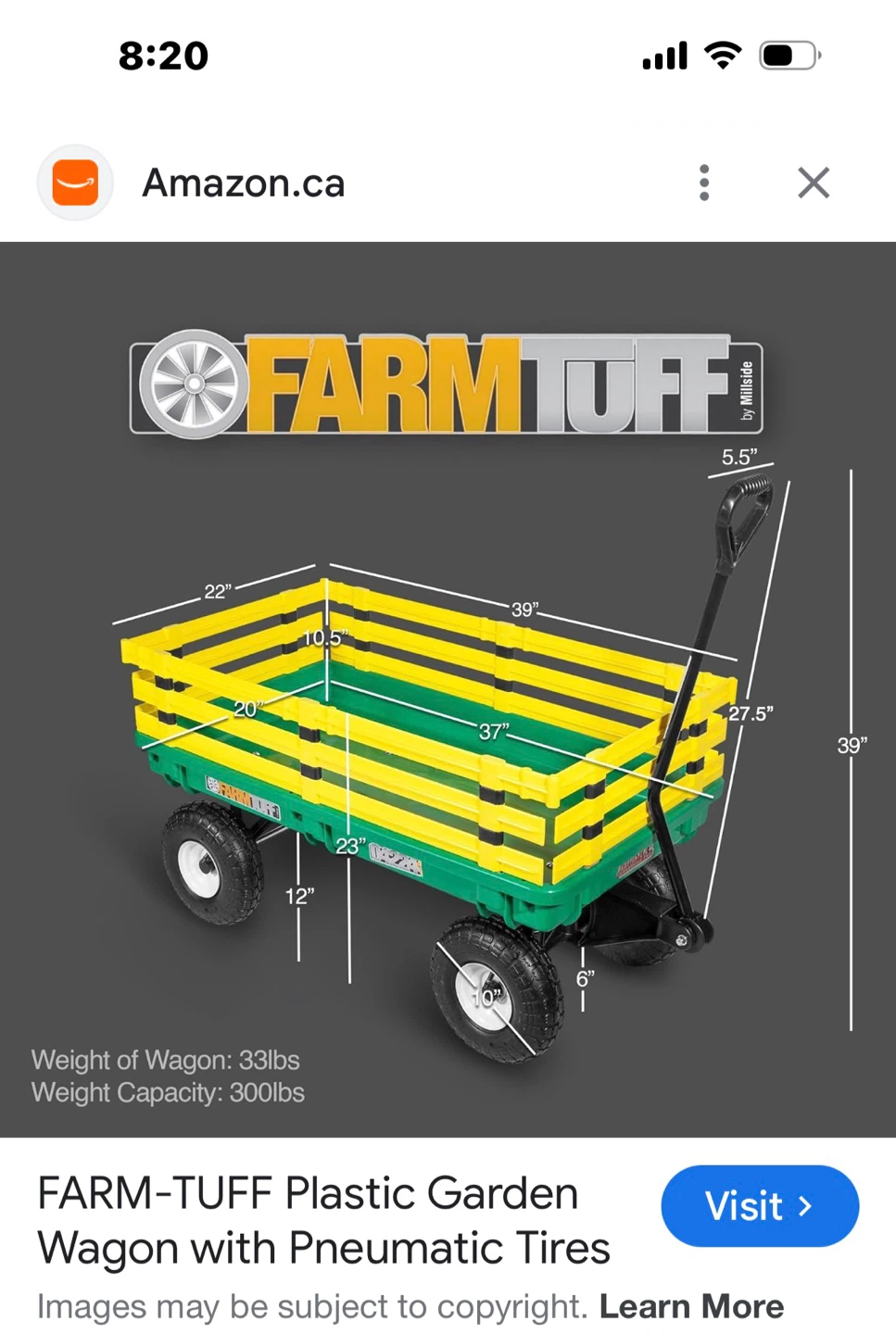FARM-TUFF Plastic Garden Wagon 20" x 38"