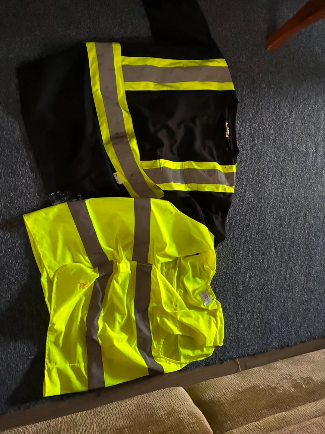 Golden Shine Hi-Vis Safety Vest & Black Long Sleeve Work Shirt