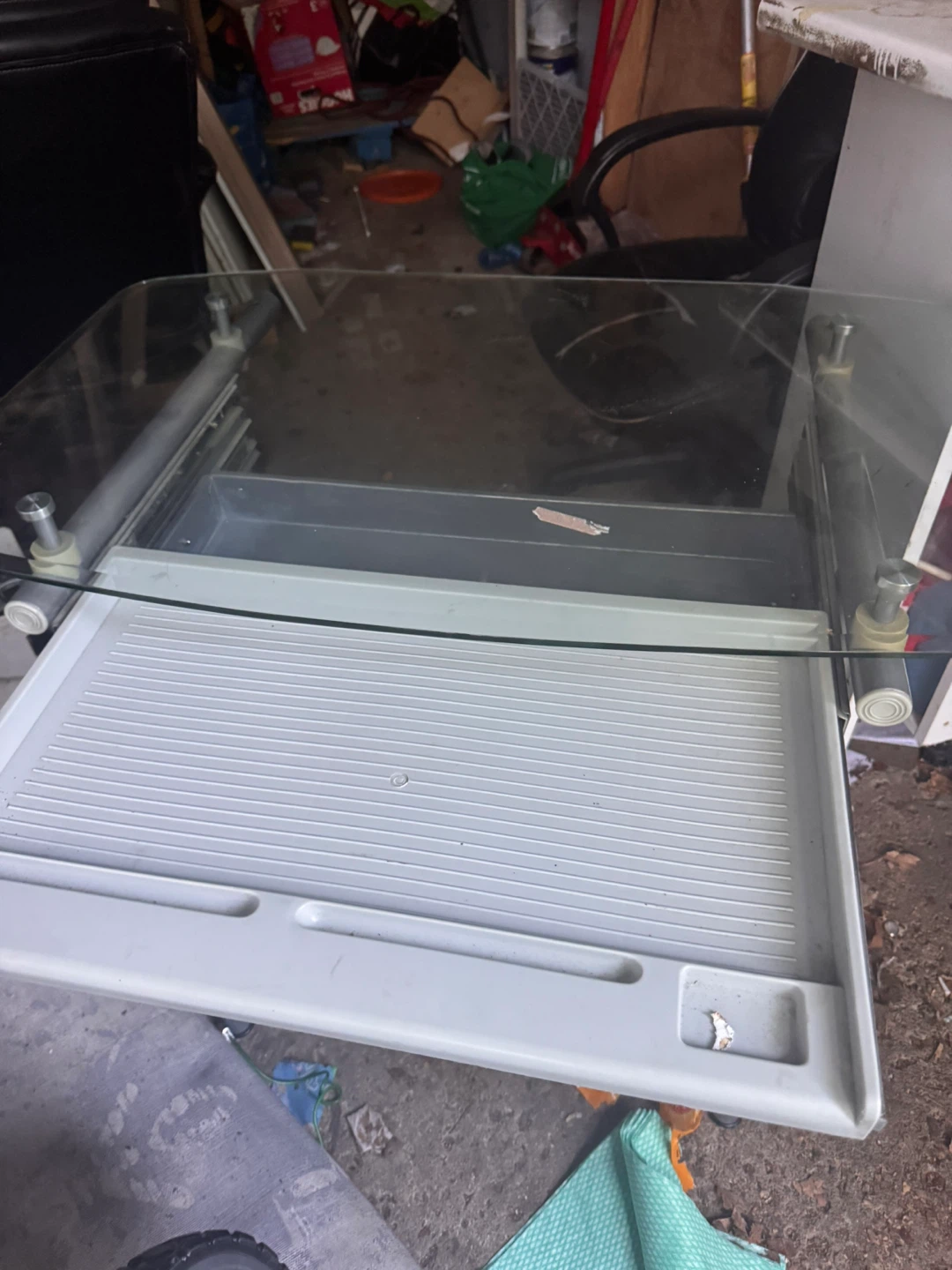 Glass top desk/table with sliding drawer - photo 3