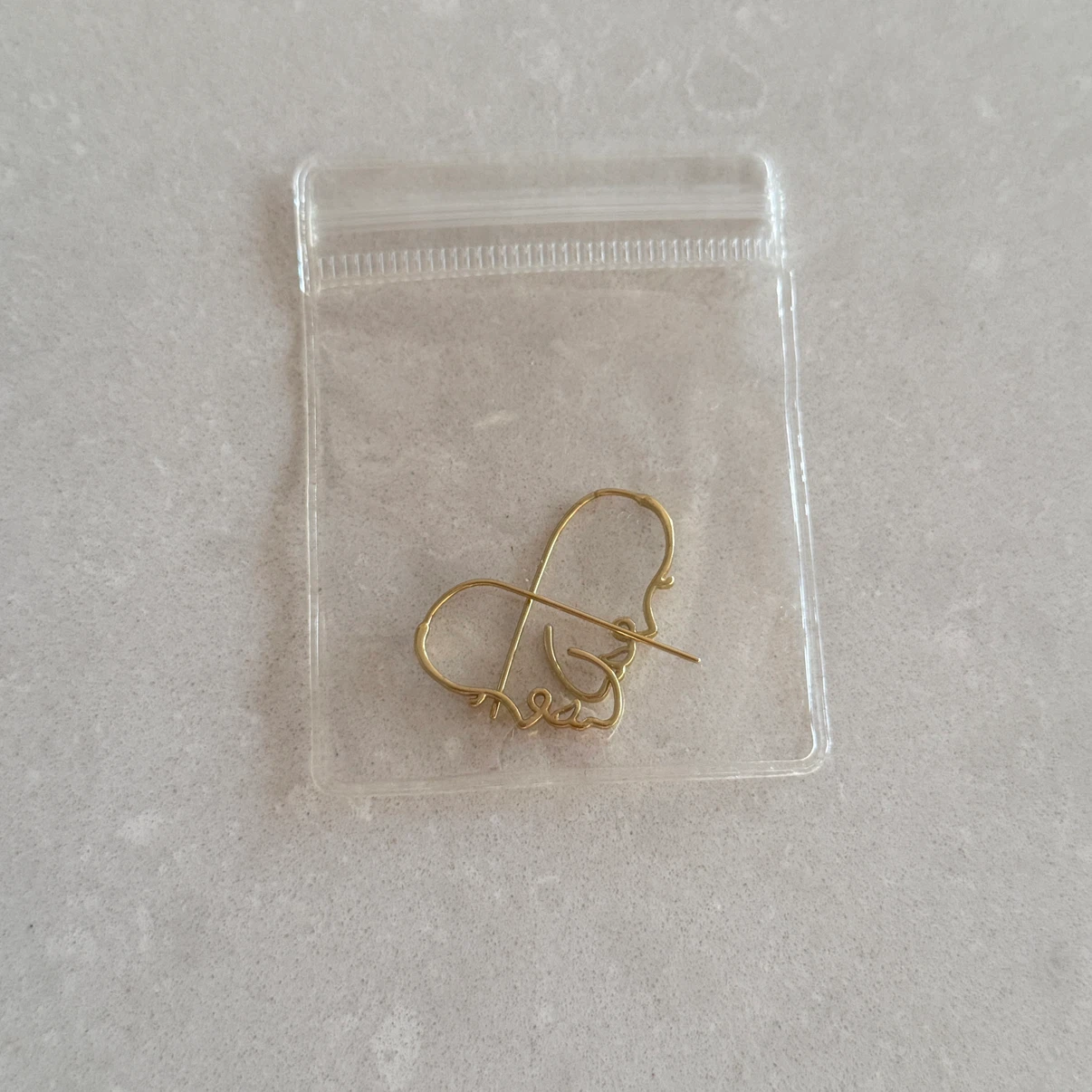 Gold Wire Face Outline Hoop Earrings - photo 3
