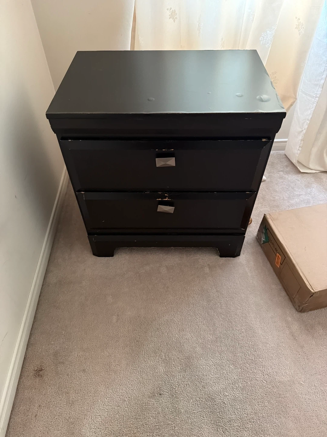 Black 2-Drawer Nightstand