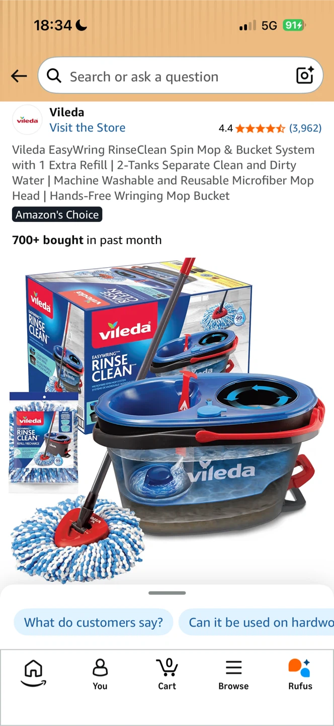 Vileda EasyWring RinseClean Spin Mop & Bucket System