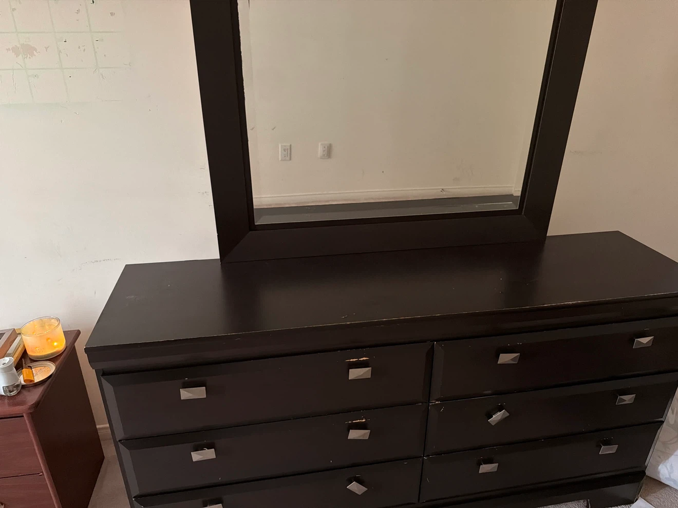 Dark Brown Dresser with Mirror