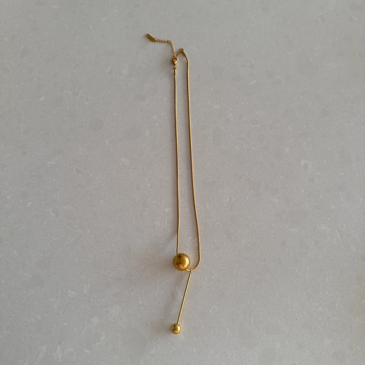 Stainless Steel Gold Ball Pendant Long Necklace