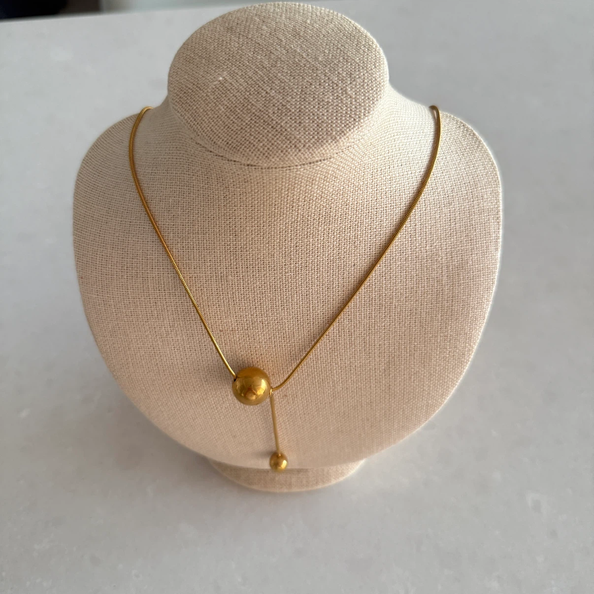 Stainless Steel Gold Ball Pendant Long Necklace - photo 2