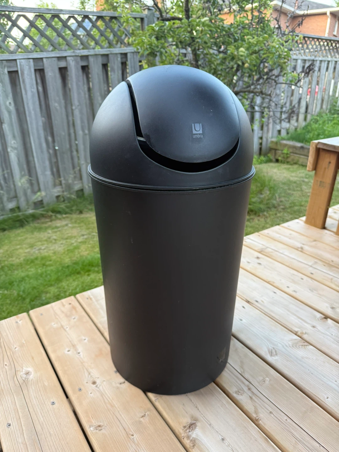 Umbra Black Garbage Bin with Swing Lid