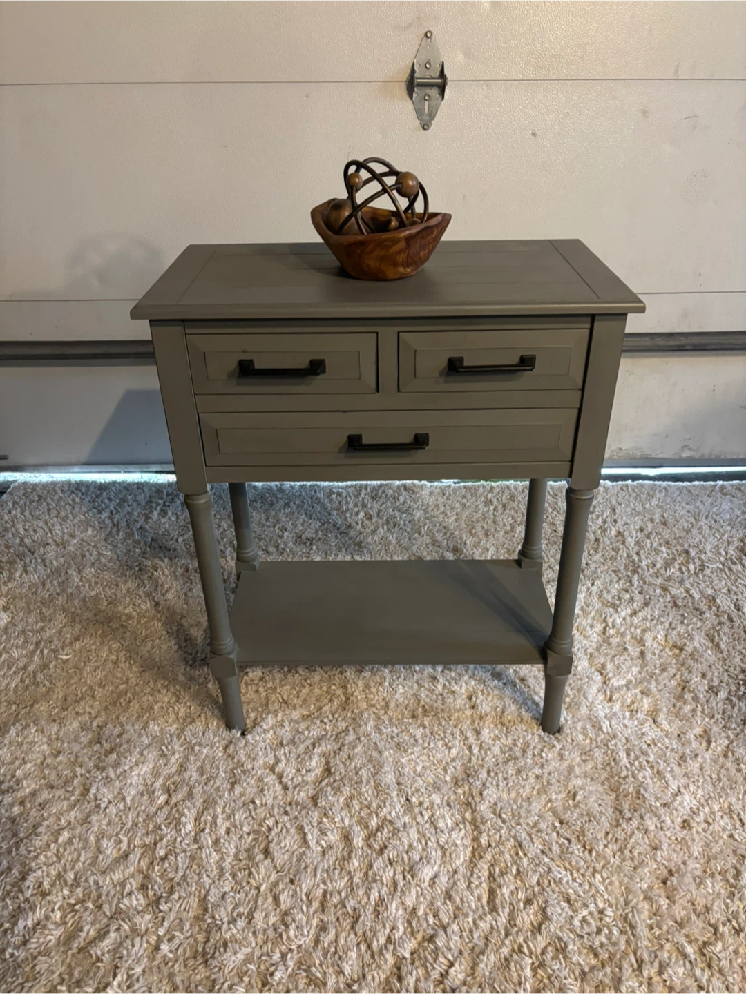 Gray entry way table