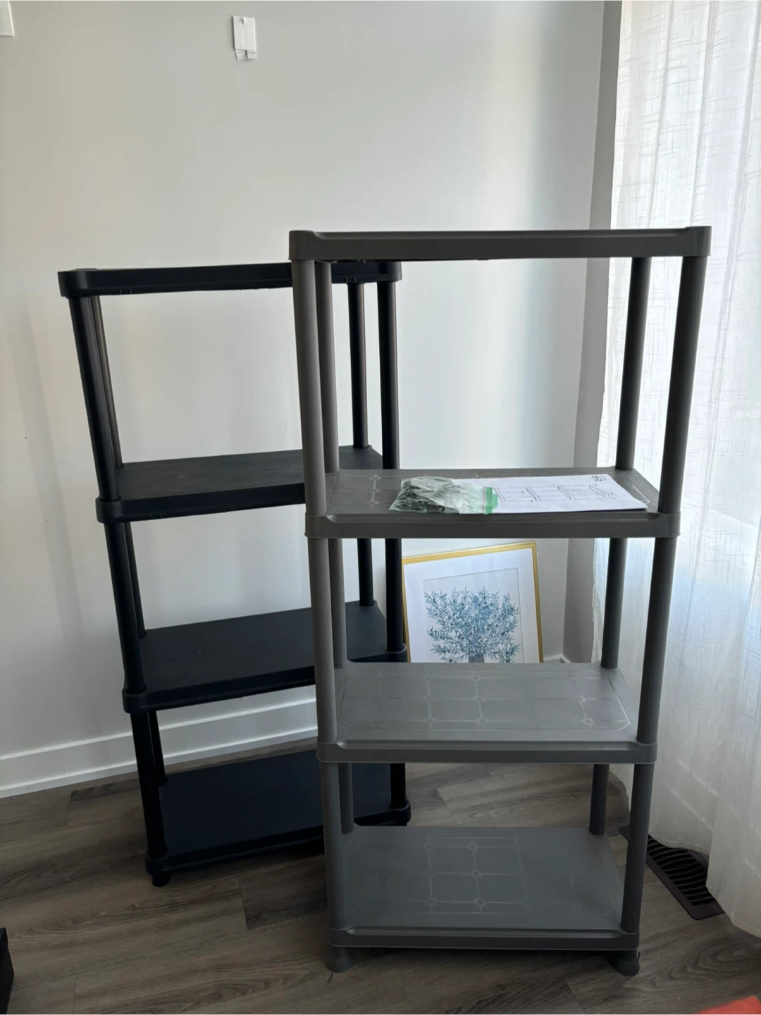 Black Plastic Storage Shelf Unit - photo 4
