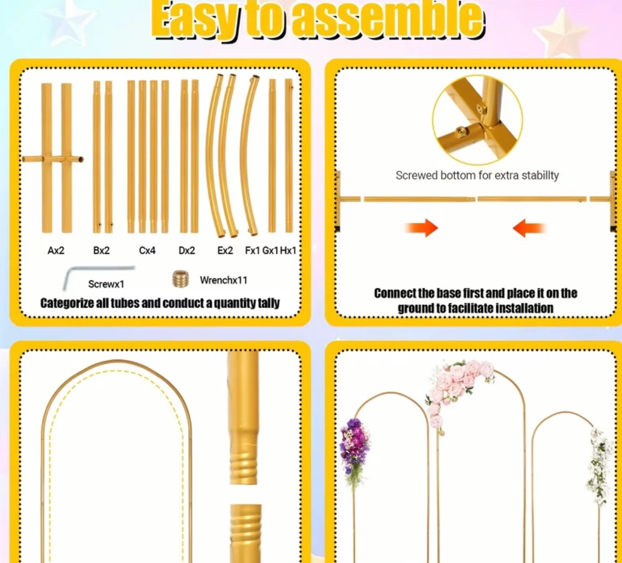 Gold Arch Backdrop Stand 7.2ft - photo 2