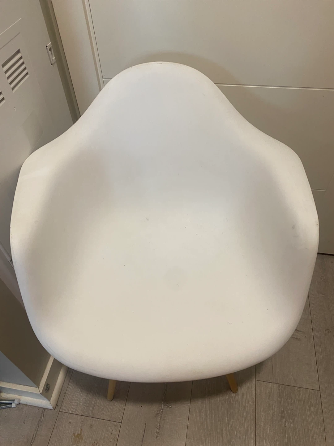 White Accent Chair with Wooden Legs