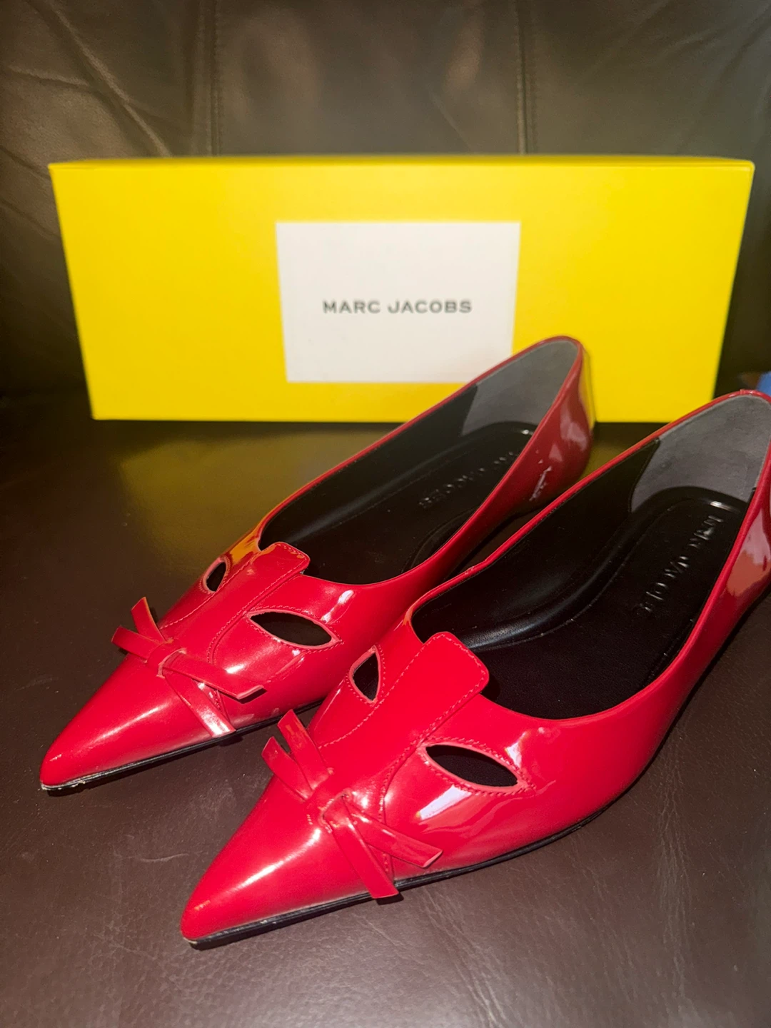 Marc Jacobs Red Patent Leather Pointed Toe Flats