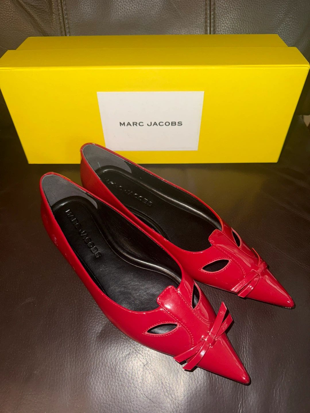 Marc Jacobs Red Patent Leather Pointed Toe Flats - photo 2