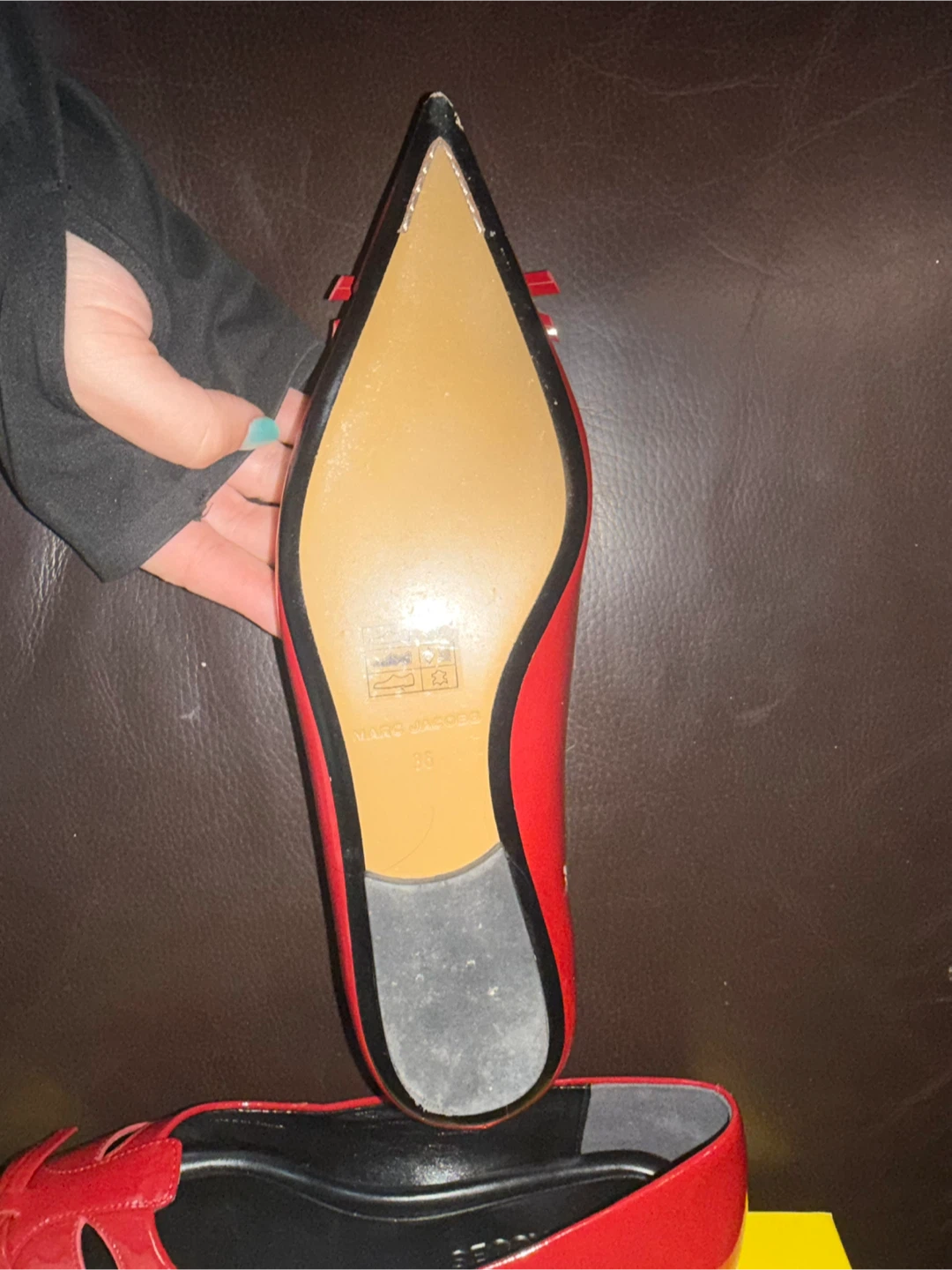 Marc Jacobs Red Patent Leather Pointed Toe Flats - photo 4