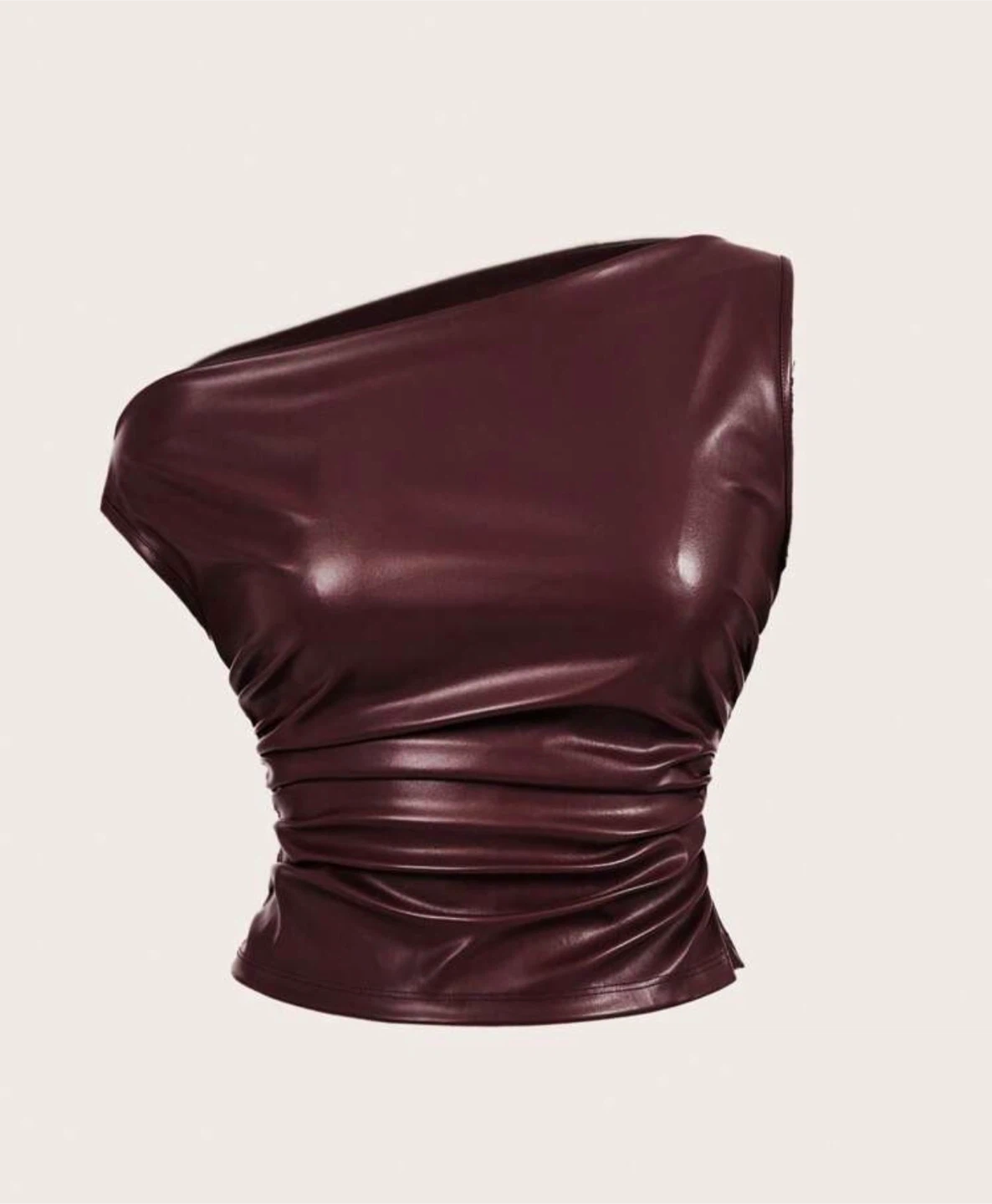 One Shoulder Faux Leather Top - photo 2