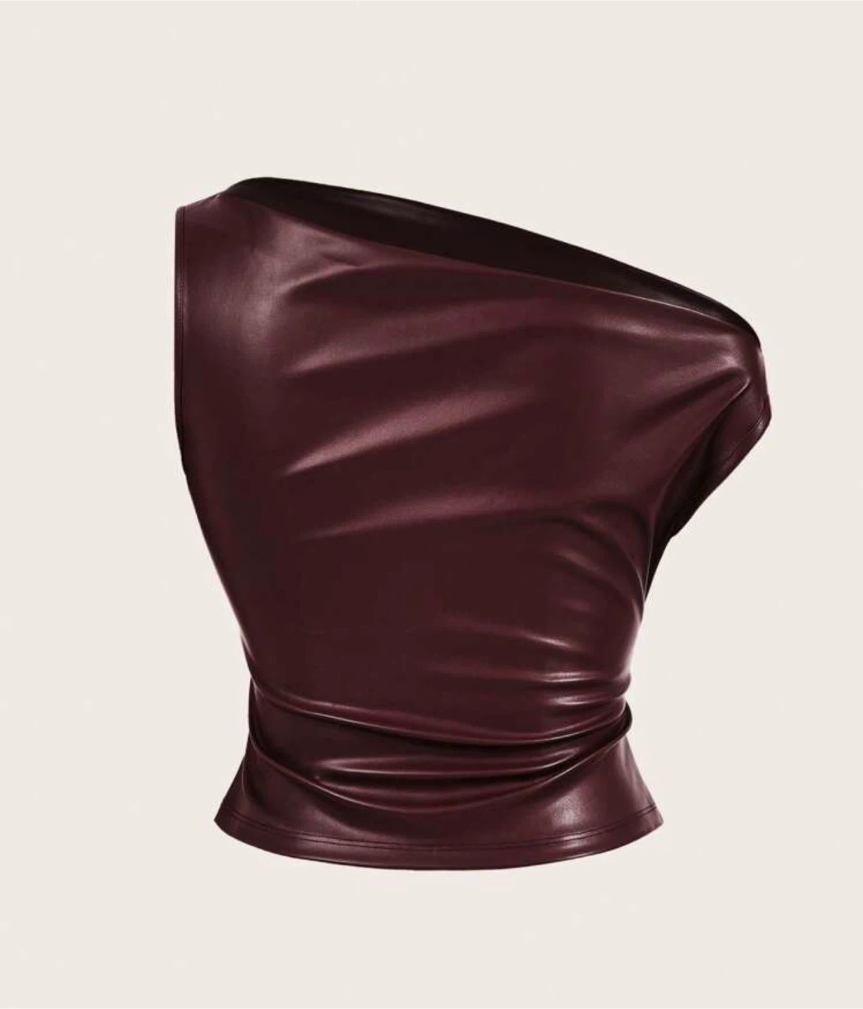 One Shoulder Faux Leather Top - photo 3