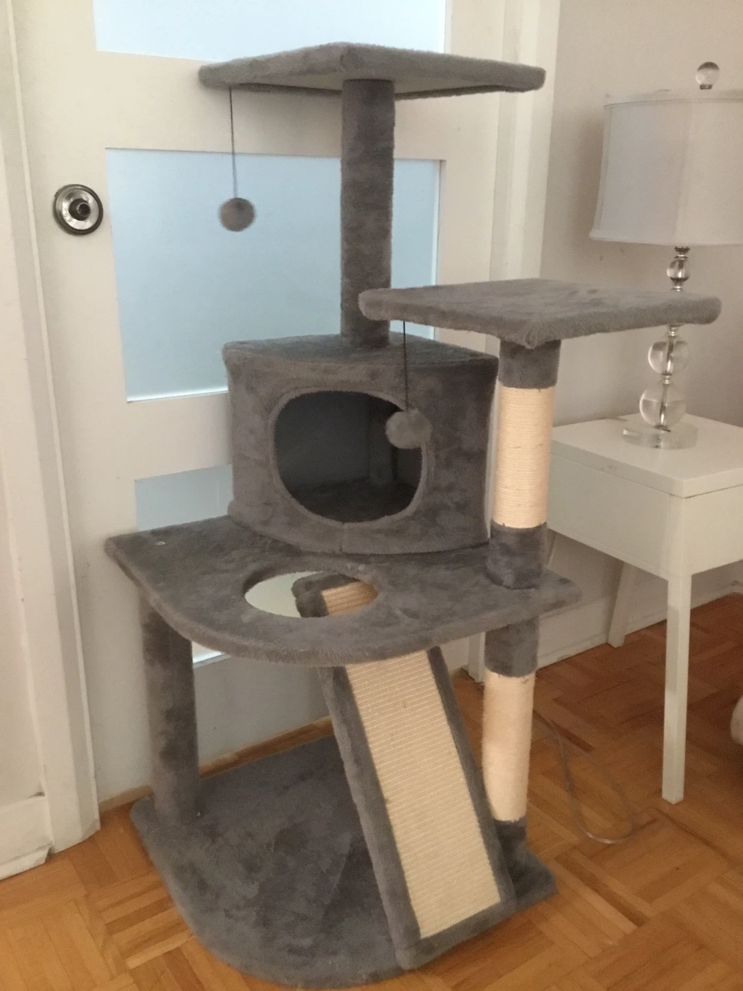 Grey Multi-Level Cat Tree with Condo and Scratching Posts - photo 3
