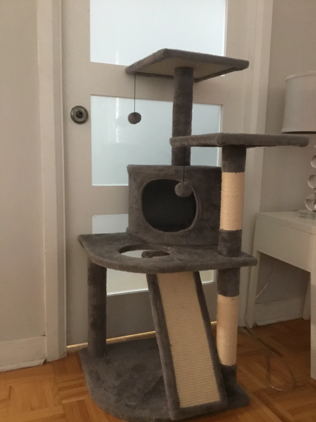 Grey Multi-Level Cat Tree with Condo and Scratching Posts - photo 2