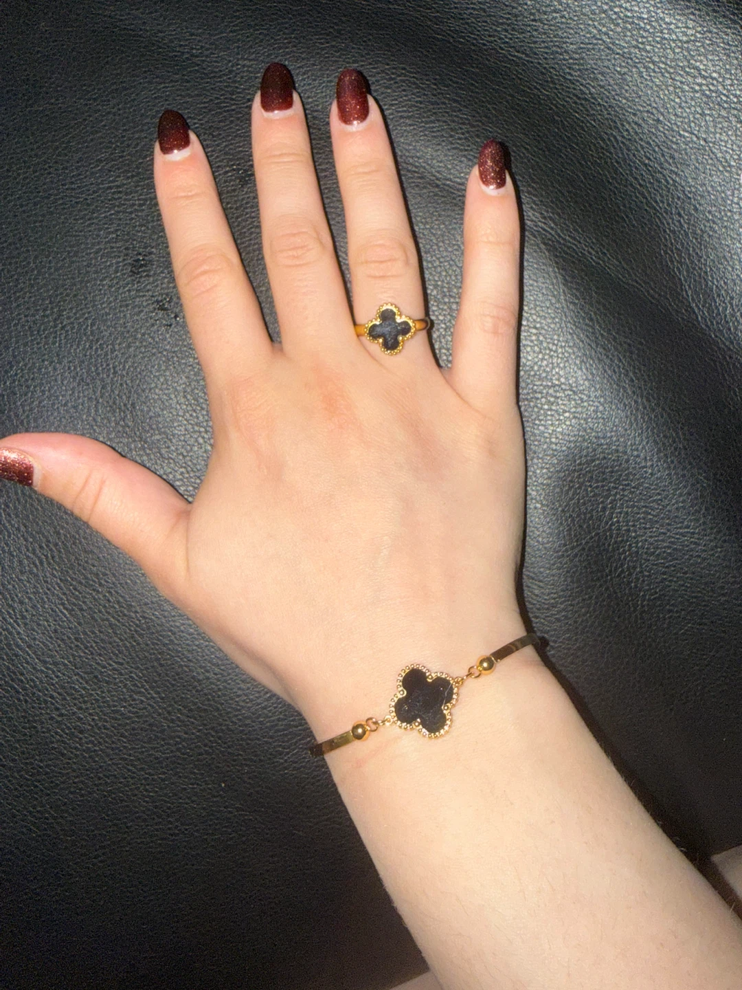 Gold Clover Bracelet and Ring Set - photo 2