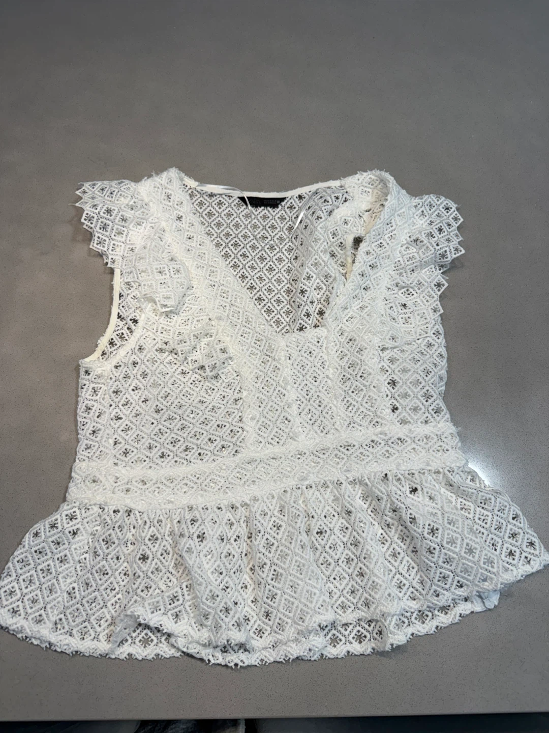 White Lace Peplum Top