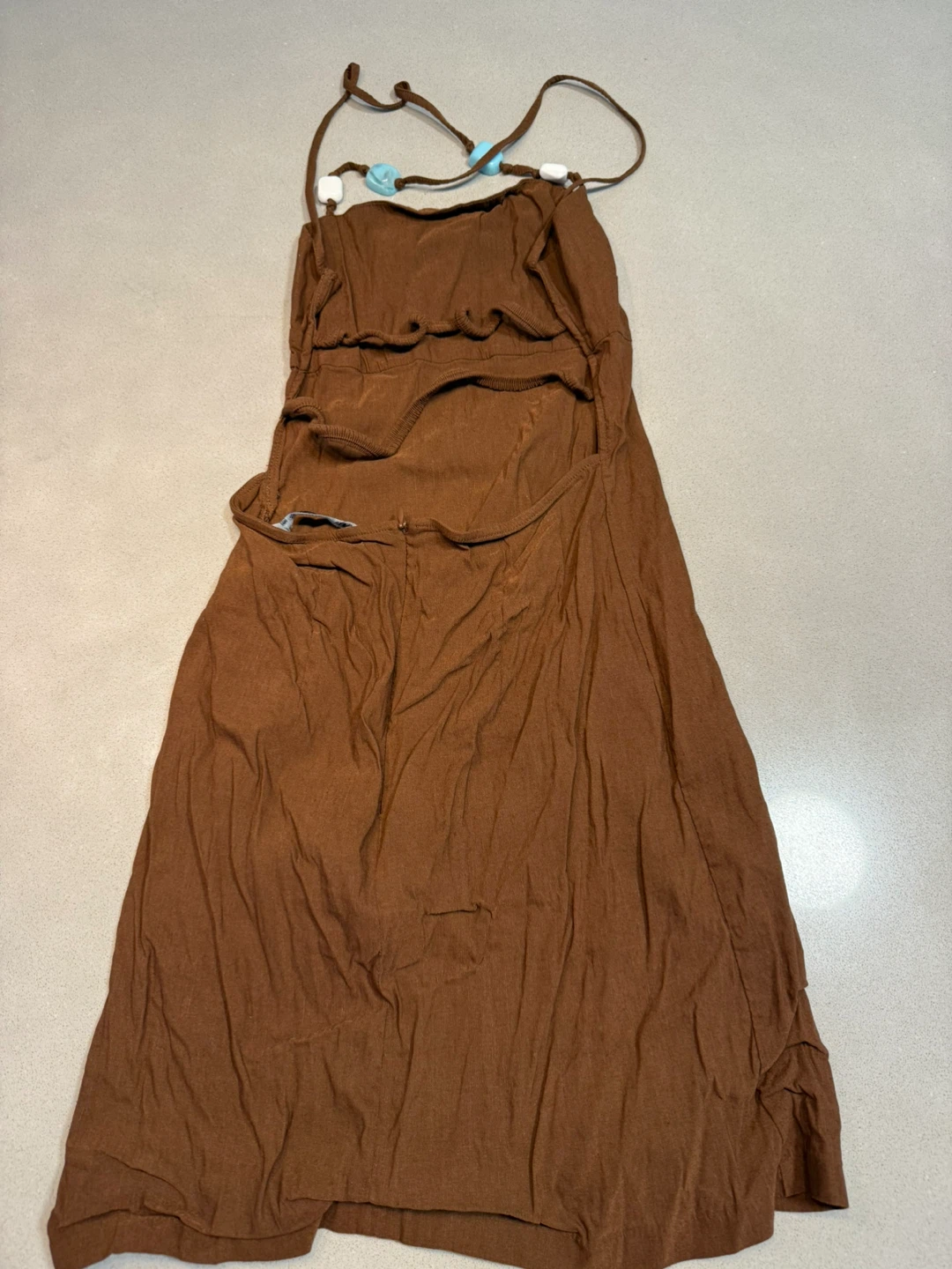 Brown Sundress with Beaded Straps - photo 2