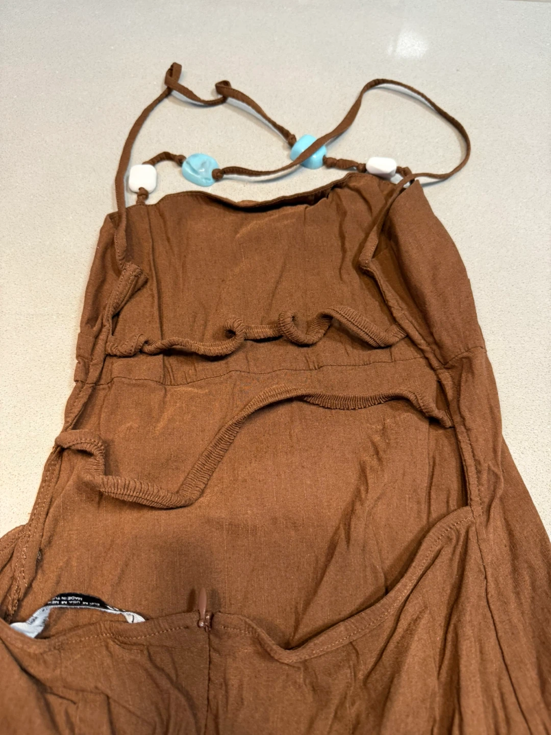 Brown Sundress with Beaded Straps - photo 3