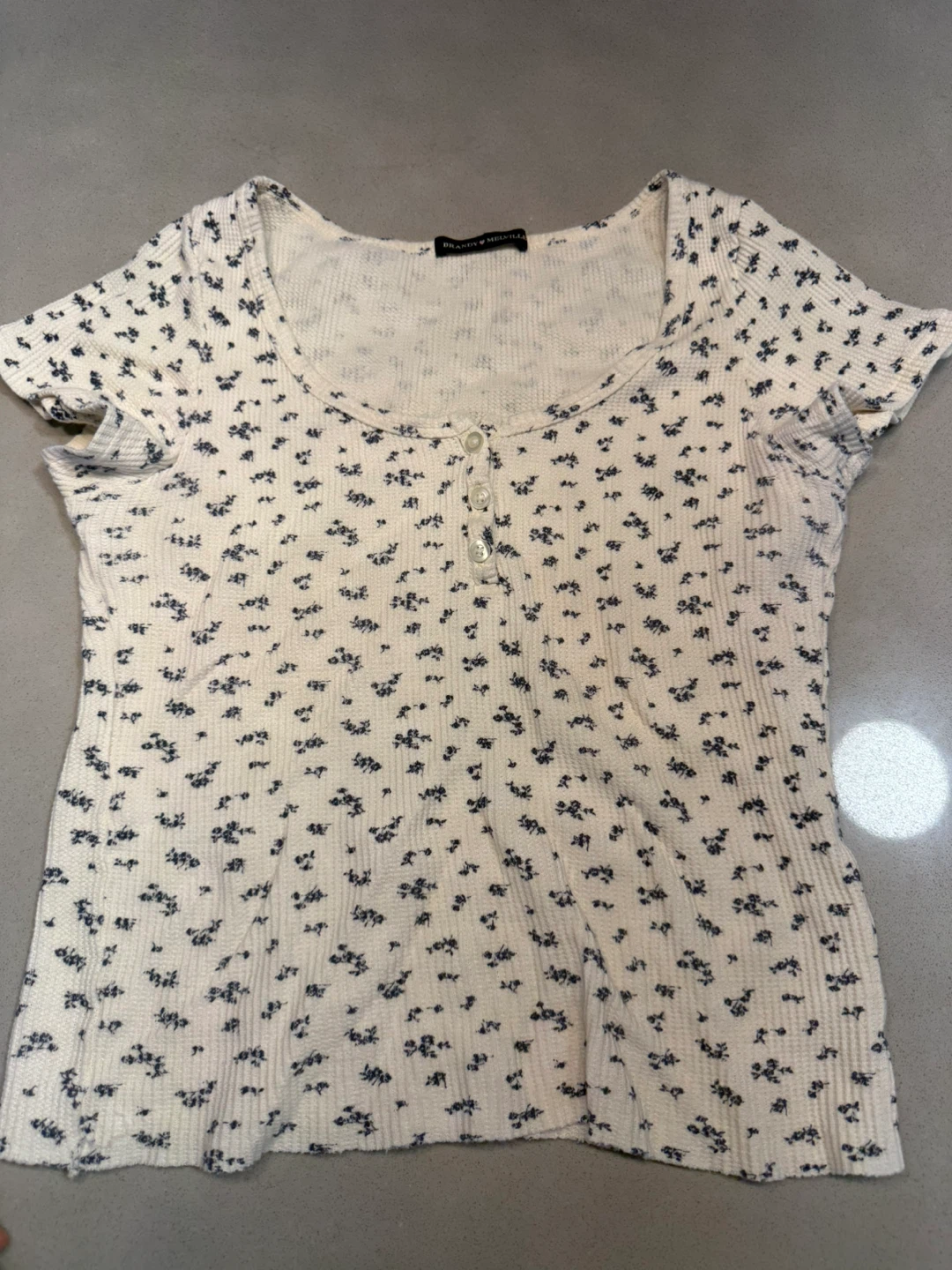 Brandy Melville Floral Henley Top