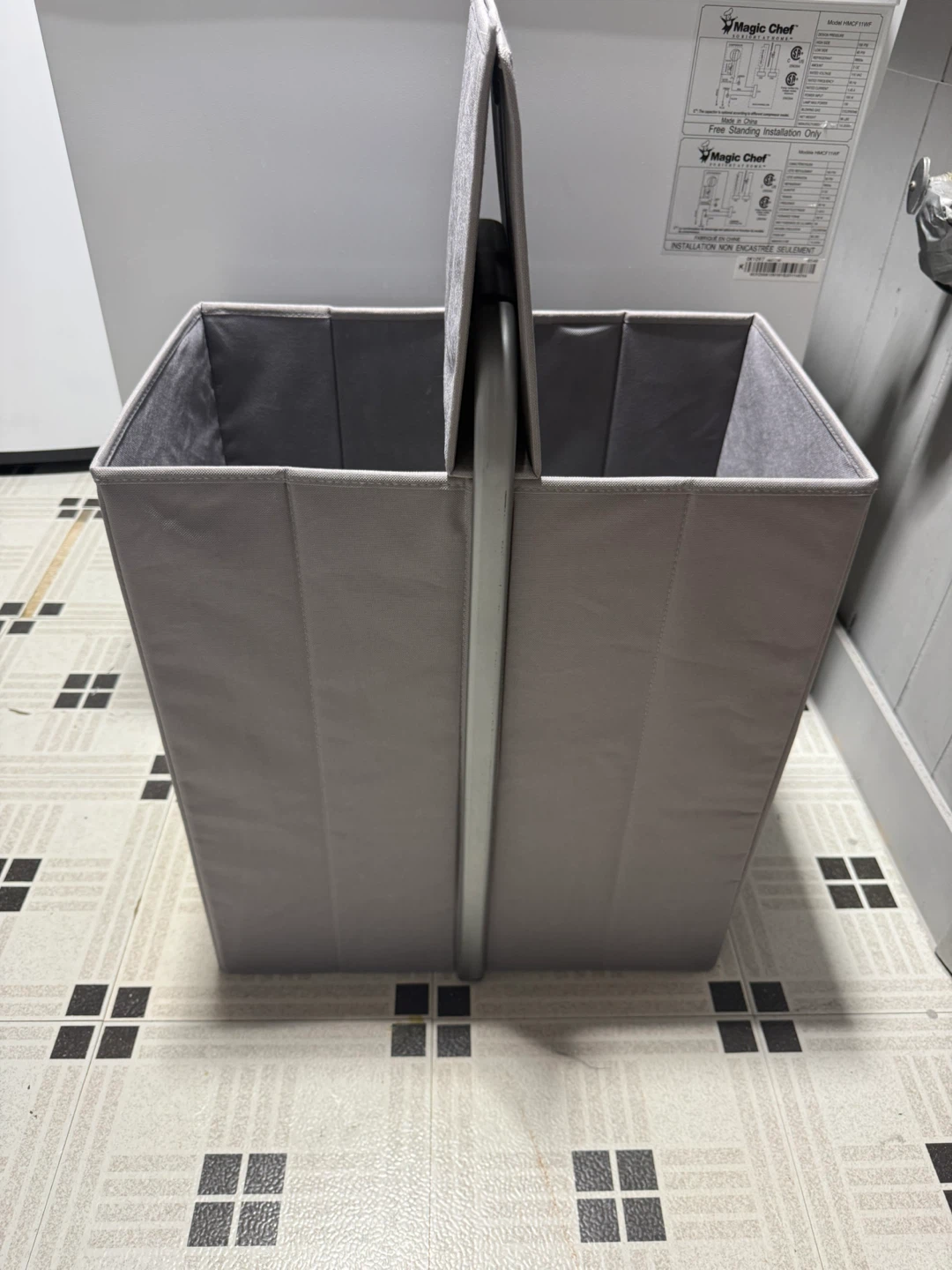 Double Compartment Laundry Hamper with Lid – Gray - photo 2