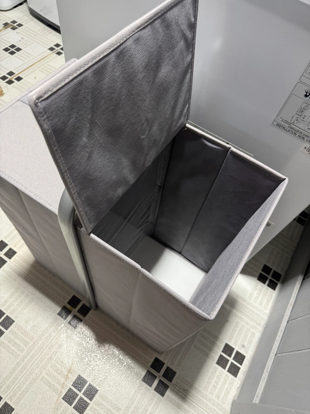 Double Compartment Laundry Hamper with Lid – Gray - photo 3