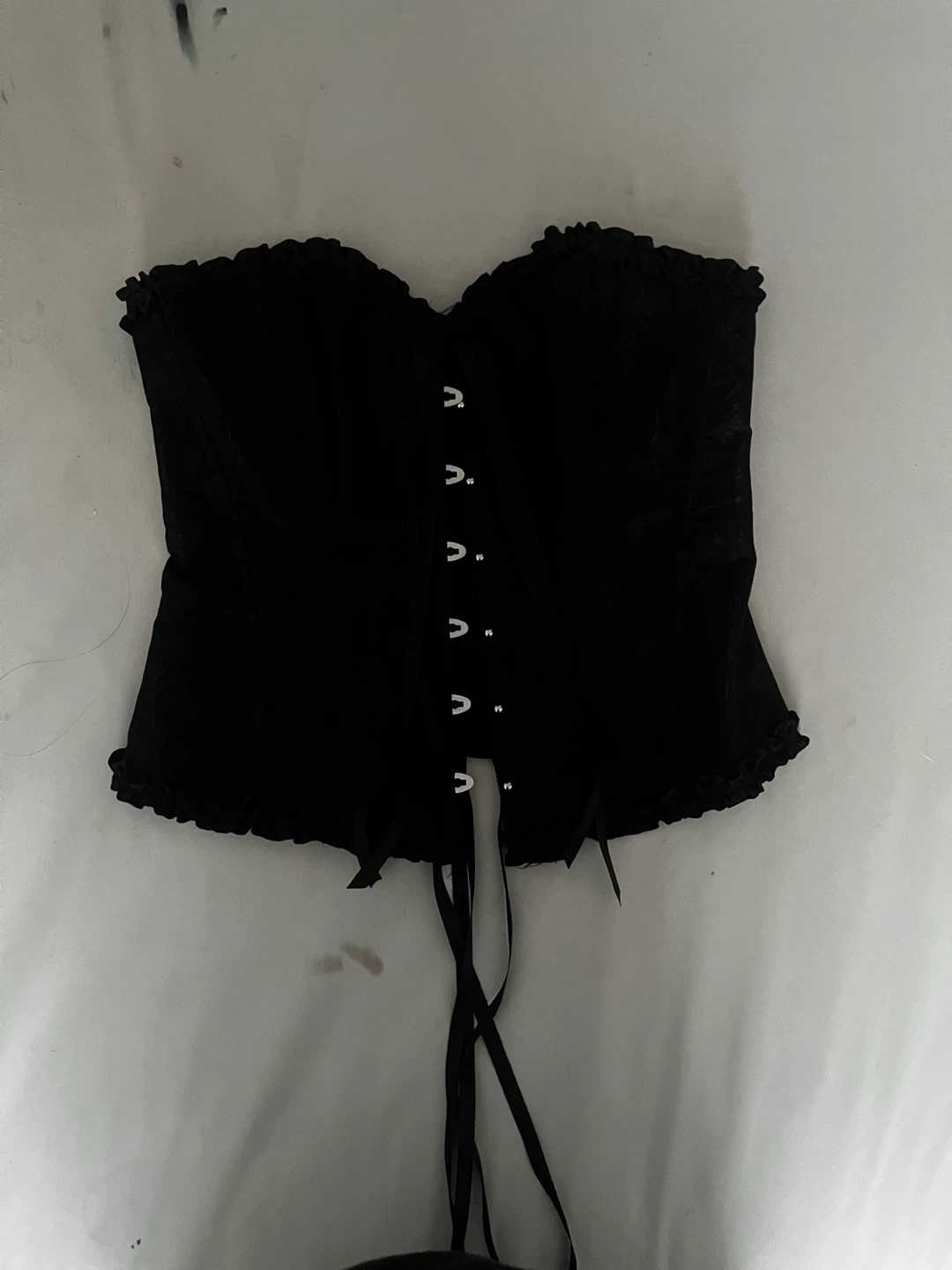Black Corset Top with Ribbon Tie